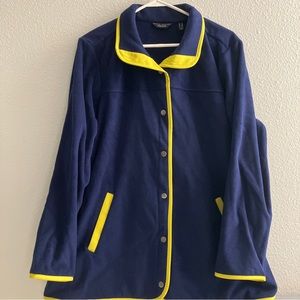 Susan Graver Weekend Polar Fleece Jacket Contrast Trim - Navy/Lime A463098